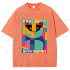 Unisex Paul Klee Geometric Cat Printed Washed Tee