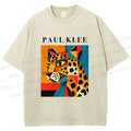 Unisex Paul Klee Geometric Panther Printed Washed Tee