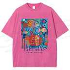 Unisex Paul Klee Fish in Ocean Printed Washed Tee