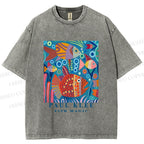 Unisex Paul Klee Fish in Ocean Printed Washed Tee