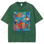 Unisex Paul Klee Fish in Ocean Printed Washed Tee