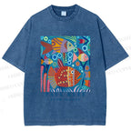 Unisex Paul Klee Fish in Ocean Printed Washed Tee