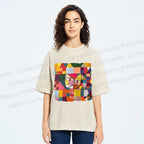 Unisex Paul Klee Geometric Cat Printed Washed Tee
