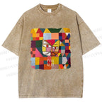 Unisex Paul Klee Geometric Cat Printed Washed Tee
