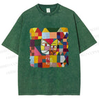 Unisex Paul Klee Geometric Cat Printed Washed Tee