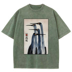 Unisex Retro Sandhill Crane Washed T-Shirt