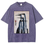 Unisex Retro Sandhill Crane Washed T-Shirt