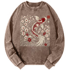 Vintage Sakura And Koi Washed Sweatshirt
