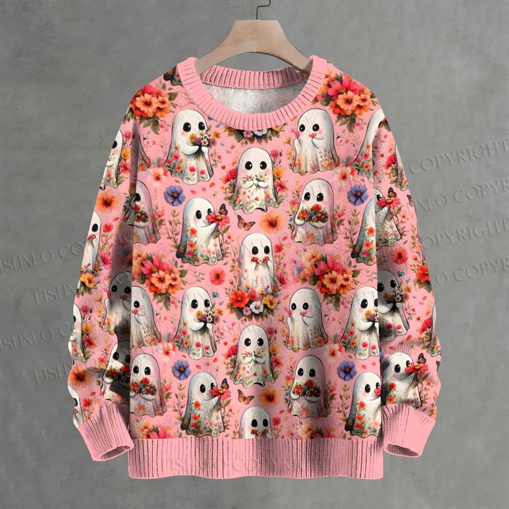 Flower Picking Ghosties Crew Neck Sweater