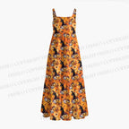 Halloween Cat And Pumpkin Maxi Dresses