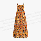 Halloween Cat And Pumpkin Maxi Dresses