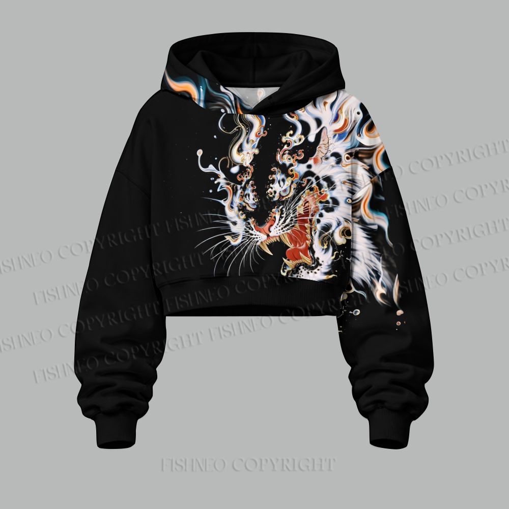Women's A Wild Roar Cropped Long Sleeve Hoodie & High Waist Jogger Pants Two Piece Tracksuit Set