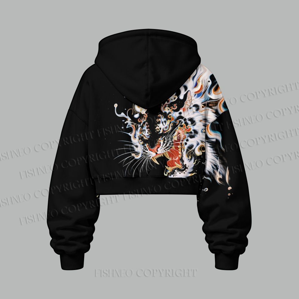 Women's A Wild Roar Cropped Long Sleeve Hoodie & High Waist Jogger Pants Two Piece Tracksuit Set