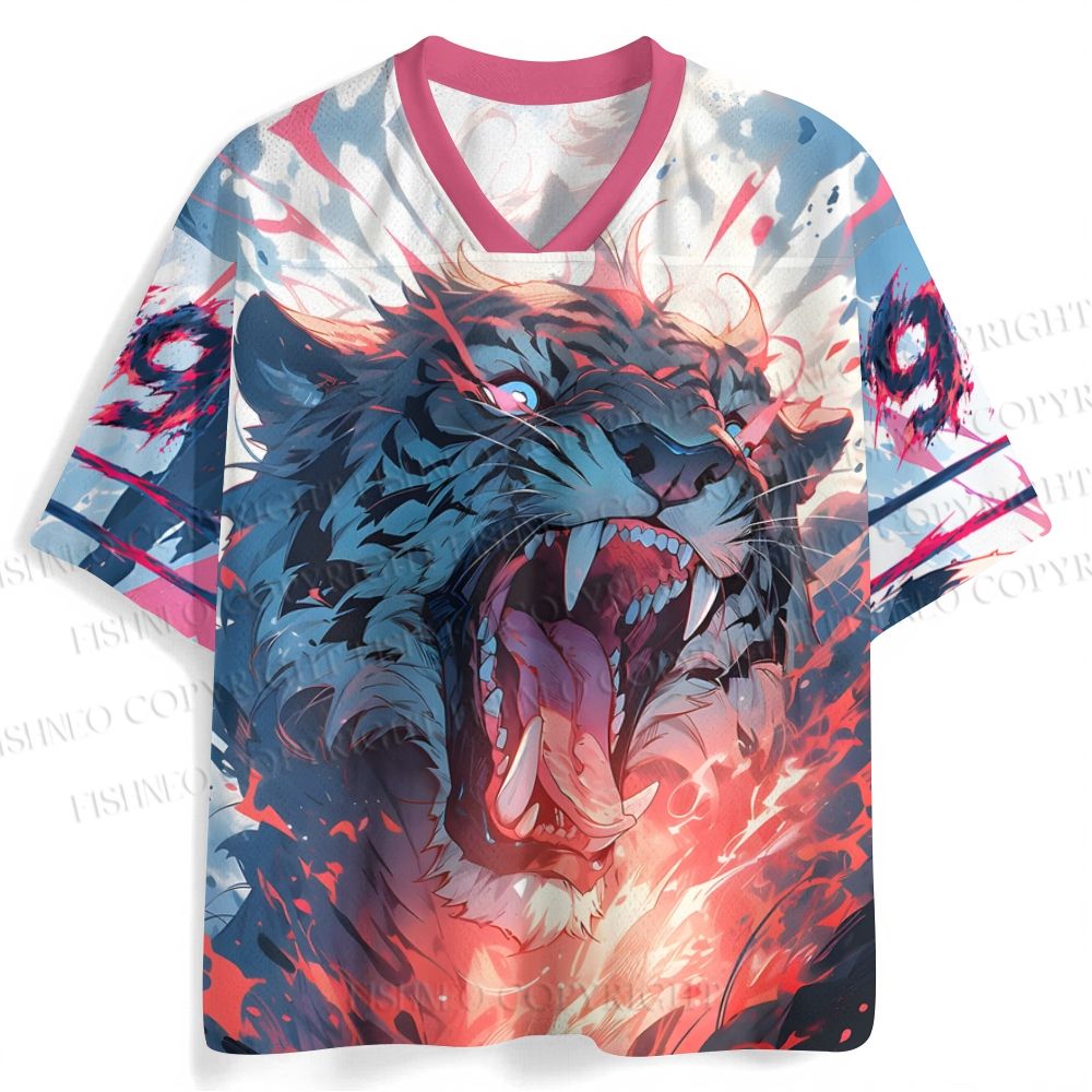 Screaming Tiger in Fire Jersey Shirts