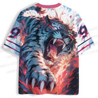 Screaming Tiger in Fire Jersey Shirts