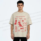Unisex Jean-Michel Basquiat Graffiti Printed Washed Tee