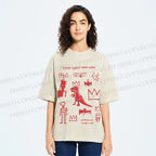 Unisex Jean-Michel Basquiat Graffiti Printed Washed Tee