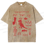 Unisex Jean-Michel Basquiat Graffiti Printed Washed Tee