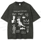 Unisex Jean-Michel Basquiat Graffiti Printed Washed Tee