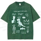 Unisex Jean-Michel Basquiat Graffiti Printed Washed Tee