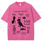 Unisex Jean-Michel Basquiat Graffiti Printed Washed Tee