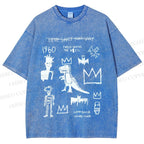 Unisex Jean-Michel Basquiat Graffiti Printed Washed Tee