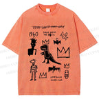 Unisex Jean-Michel Basquiat Graffiti Printed Washed Tee