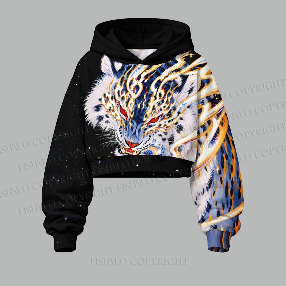 Women's A Wild Roar Cropped Long Sleeve Hoodie & High Waist Jogger Pants Two Piece Tracksuit Set