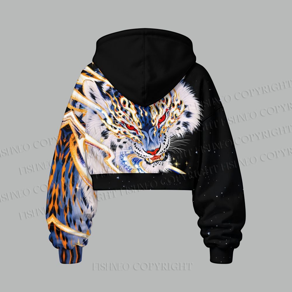 Women's A Wild Roar Cropped Long Sleeve Hoodie & High Waist Jogger Pants Two Piece Tracksuit Set