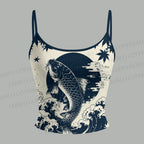 Wave Koi Ukiyo-e Top & Elasticated Trousers Two-Piece Set