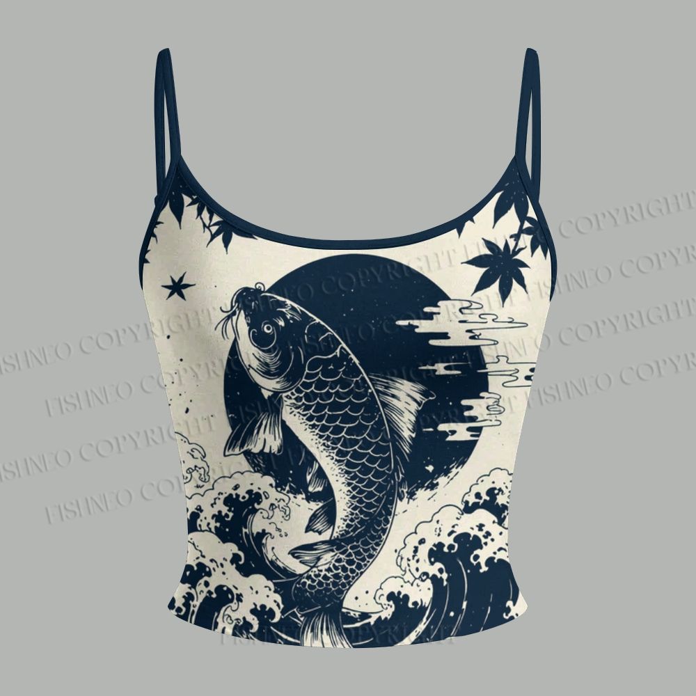Wave Koi Ukiyo-e Top & Elasticated Trousers Two-Piece Set