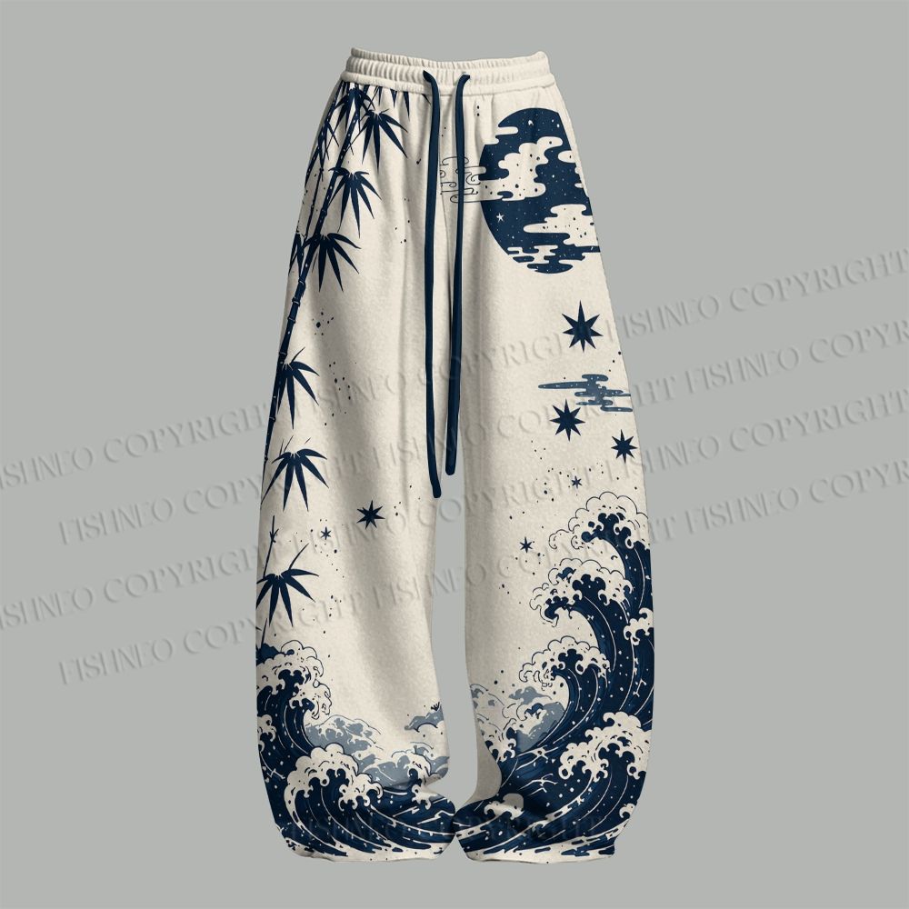 Wave Koi Ukiyo-e Top & Elasticated Trousers Two-Piece Set