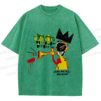 Unisex Jean-Michel Basquiat Trumpet Printed Washed Tee