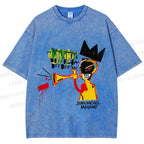 Unisex Jean-Michel Basquiat Trumpet Printed Washed Tee