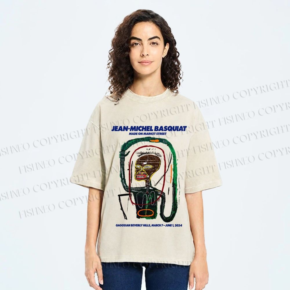 Unisex Jean-Michel Basquiat Flexible Printed Washed Tee