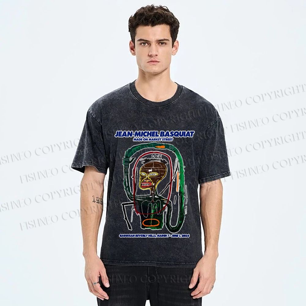 Unisex Jean-Michel Basquiat Flexible Printed Washed Tee