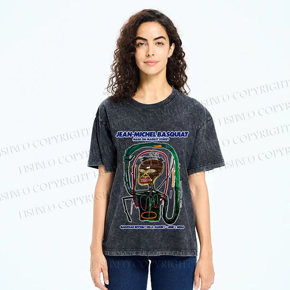 Unisex Jean-Michel Basquiat Flexible Printed Washed Tee