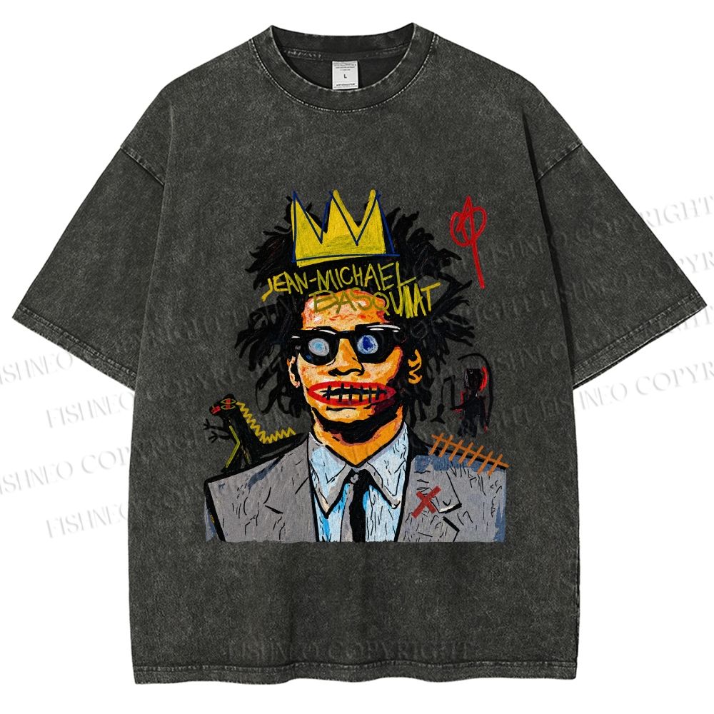 Unisex Jean Michel Basquiat Printed Washed Tee