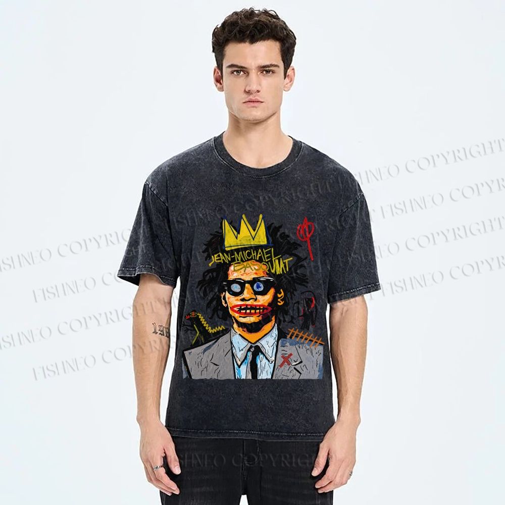 Unisex Jean Michel Basquiat Printed Washed Tee