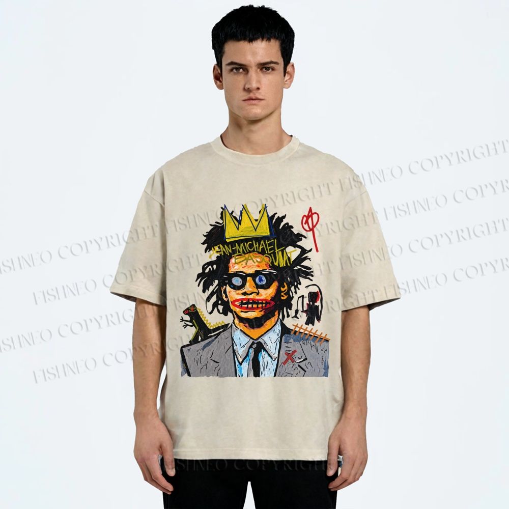 Unisex Jean Michel Basquiat Printed Washed Tee