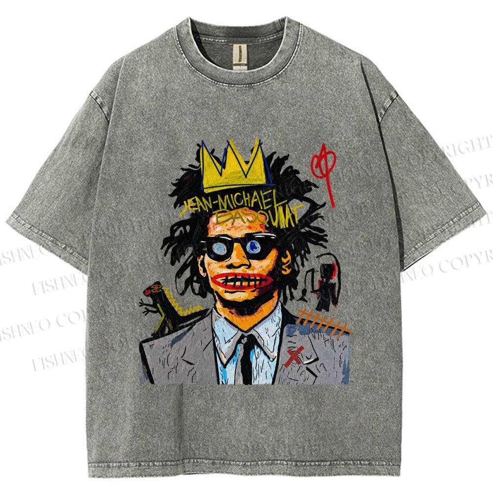 Unisex Jean Michel Basquiat Printed Washed Tee