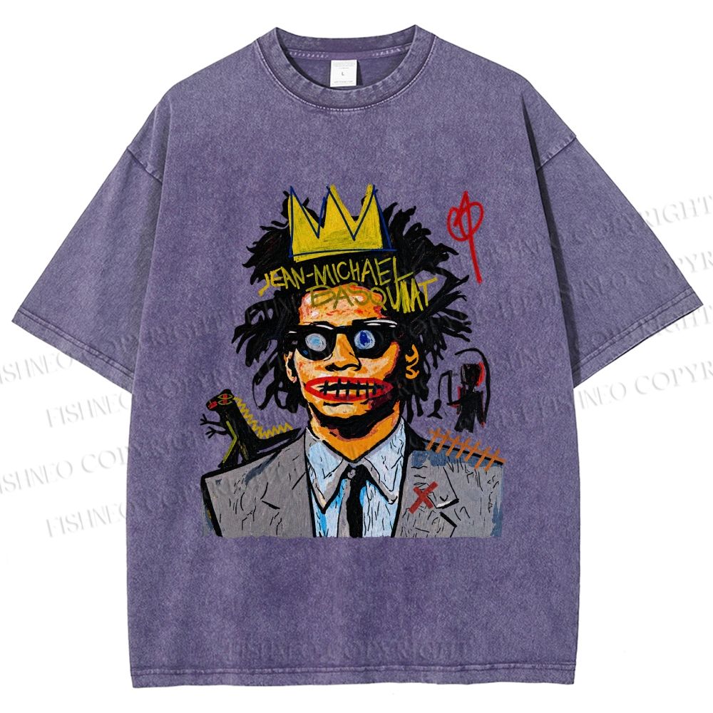 Unisex Jean Michel Basquiat Printed Washed Tee
