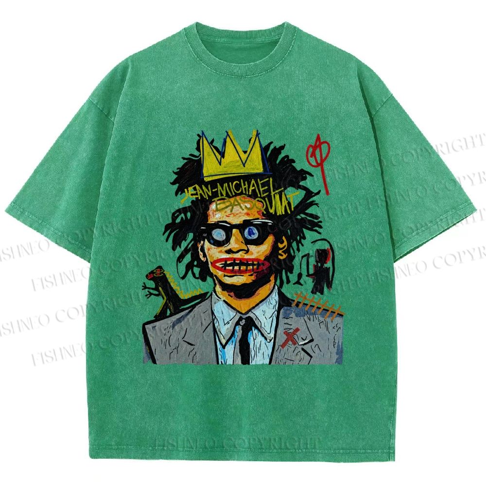 Unisex Jean Michel Basquiat Printed Washed Tee
