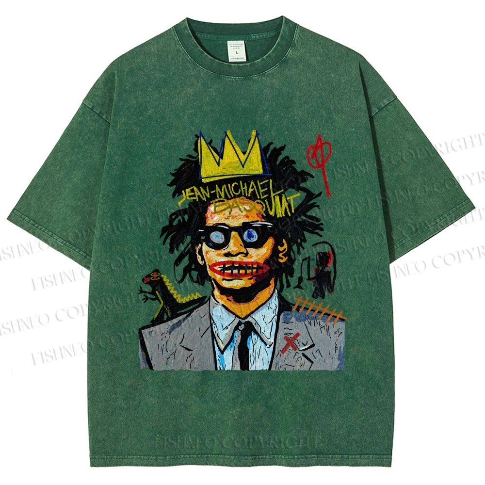 Unisex Jean Michel Basquiat Printed Washed Tee