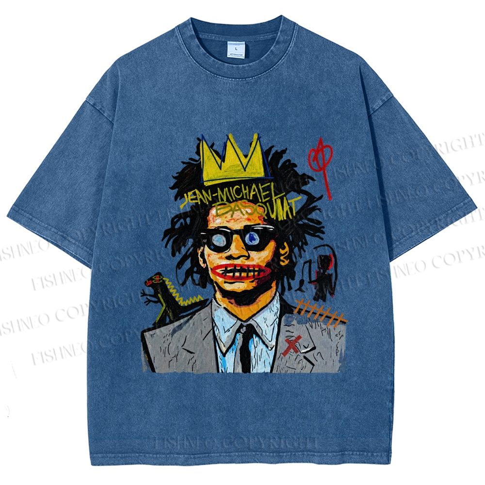 Unisex Jean Michel Basquiat Printed Washed Tee