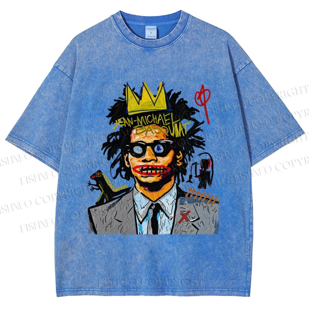 Unisex Jean Michel Basquiat Printed Washed Tee