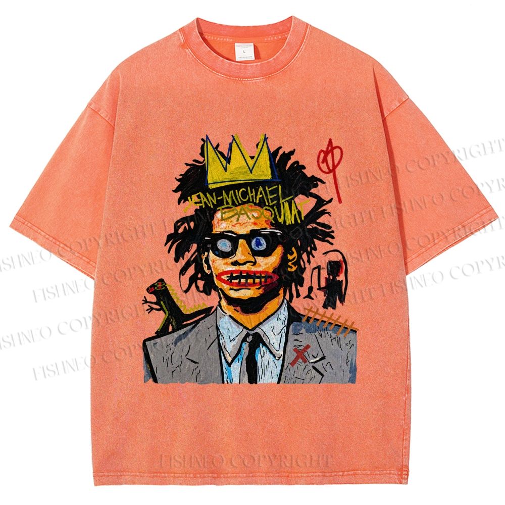 Unisex Jean Michel Basquiat Printed Washed Tee