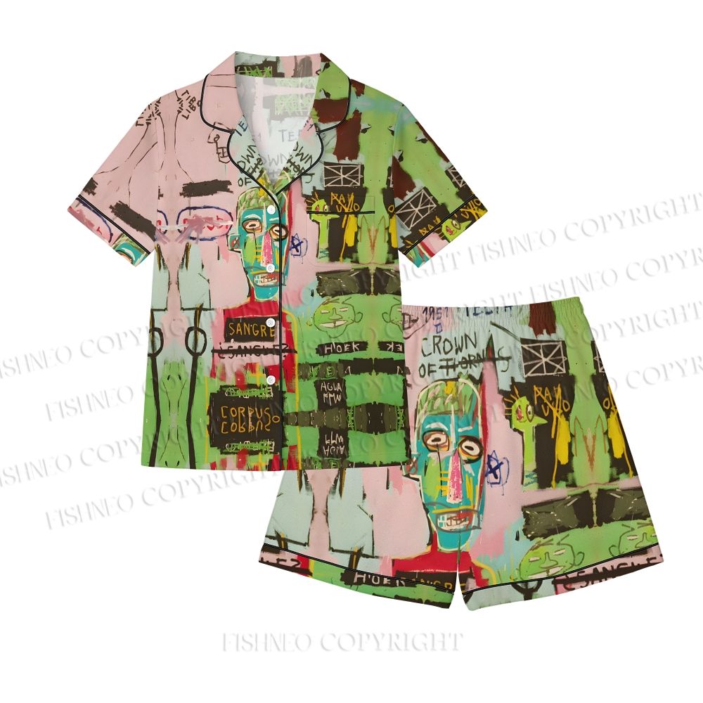 Jean-Michel Basquiat Graffiti Pajama Sets