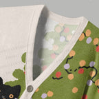 Black Cat With Christmas Tree Ugly Cardigan Sweater