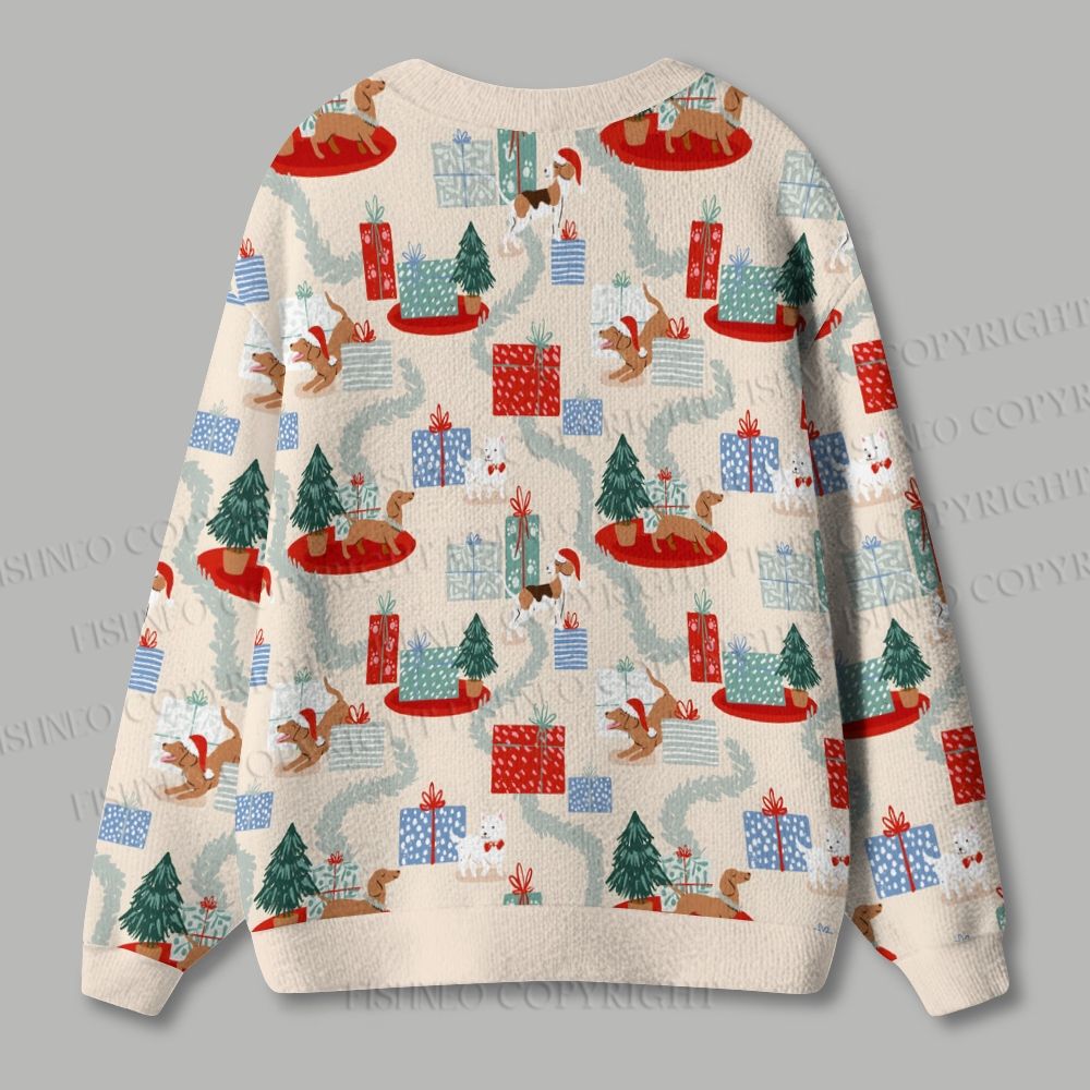 Dachshund With Christmas Gifts Ugly Cardigan Sweater
